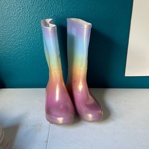 Kids rainbow rain boots
